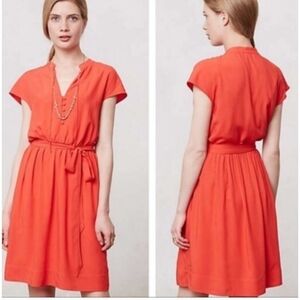 Maeve Odilia Shirtdress In Red/orange  Size XS